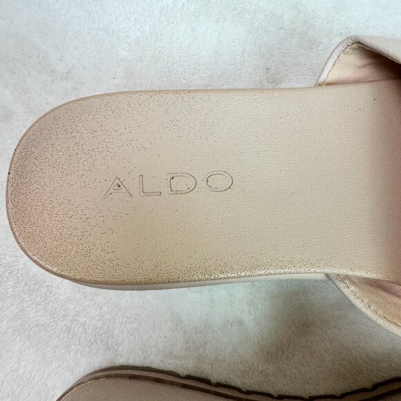 ALDO Sandals Flats Platform Slip On Slide Cream Faux Leather Womens 8 - Picture 12 of 14